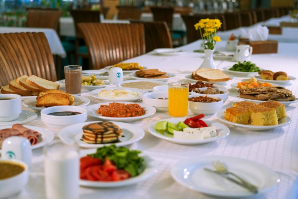 a table full of food